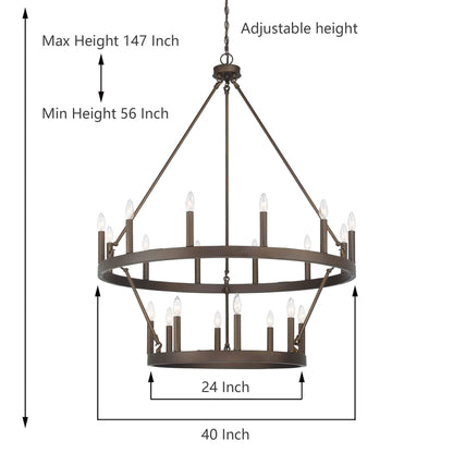 Lampadario Acroma da 20 luci moderno stile fattoria da 40 pollici a forma di ruota di carro con UL
