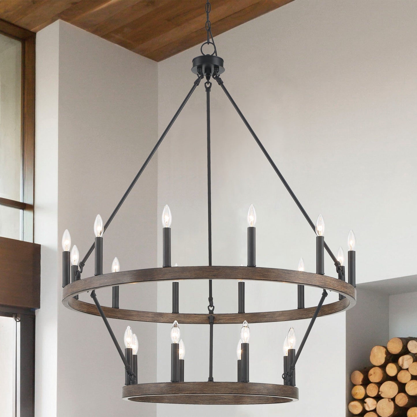 Lampadario Acroma da 20 luci moderno stile fattoria da 40 pollici a forma di ruota di carro con UL