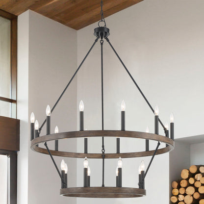 Lampadario Acroma da 20 luci moderno stile fattoria da 40 pollici a forma di ruota di carro con UL