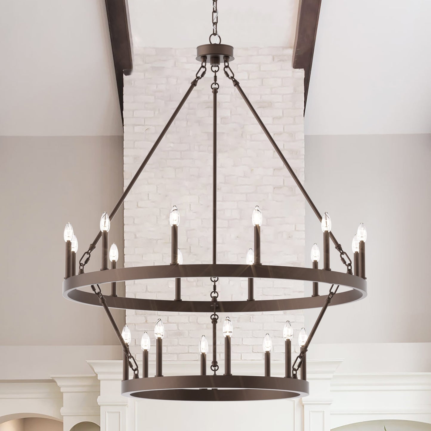 Lampadario Acroma da 20 luci moderno stile fattoria da 40 pollici a forma di ruota di carro con UL
