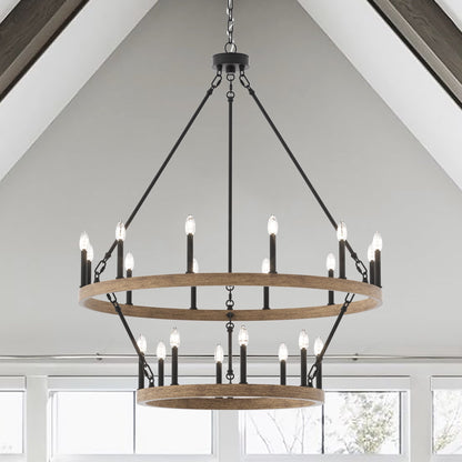 Lampadario Acroma da 20 luci moderno stile fattoria da 40 pollici a forma di ruota di carro con UL