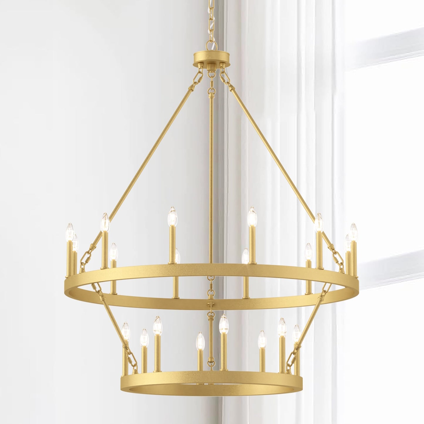 Lampadario Acroma da 20 luci moderno stile fattoria da 40 pollici a forma di ruota di carro con UL
