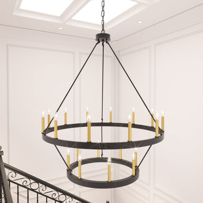 Lampadario Acroma da 20 luci moderno stile fattoria da 40 pollici a forma di ruota di carro con UL