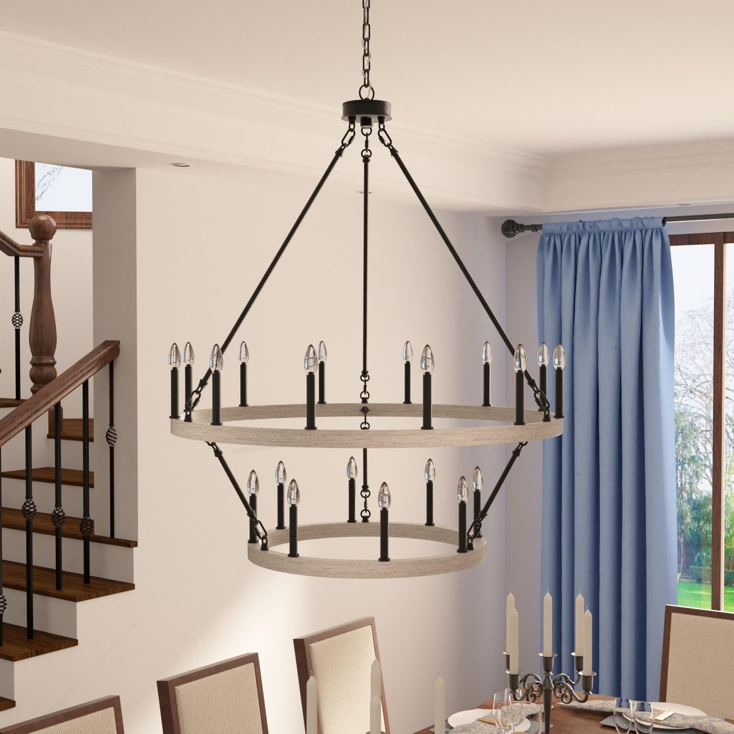 Lampadario Acroma da 20 luci moderno stile fattoria da 40 pollici a forma di ruota di carro con UL