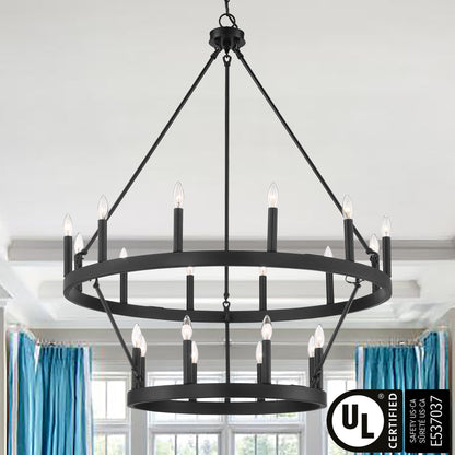 Lampadario Acroma da 20 luci moderno stile fattoria da 40 pollici a forma di ruota di carro con UL