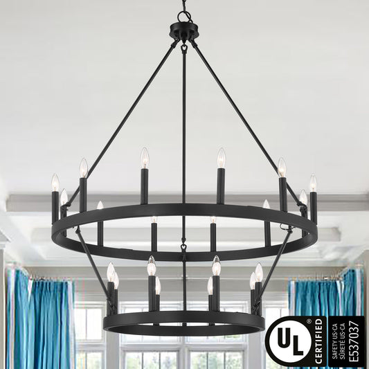 Lampadario Acroma da 20 luci moderno stile fattoria da 40 pollici a forma di ruota di carro con UL