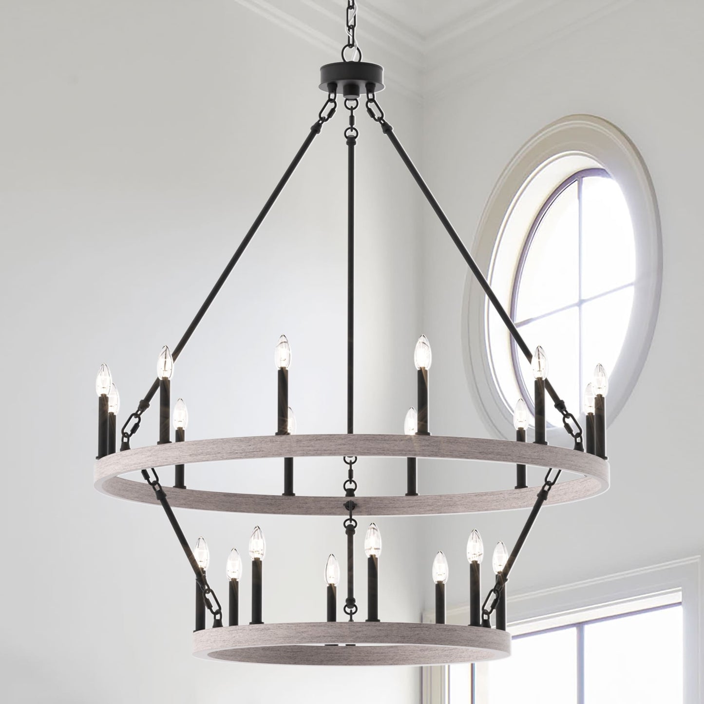 Lampadario Acroma da 20 luci moderno stile fattoria da 40 pollici a forma di ruota di carro con UL