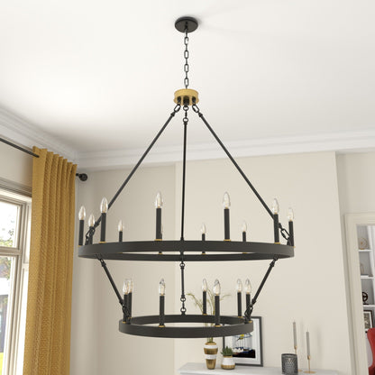 Lampadario Acroma da 20 luci moderno stile fattoria da 40 pollici a forma di ruota di carro con UL