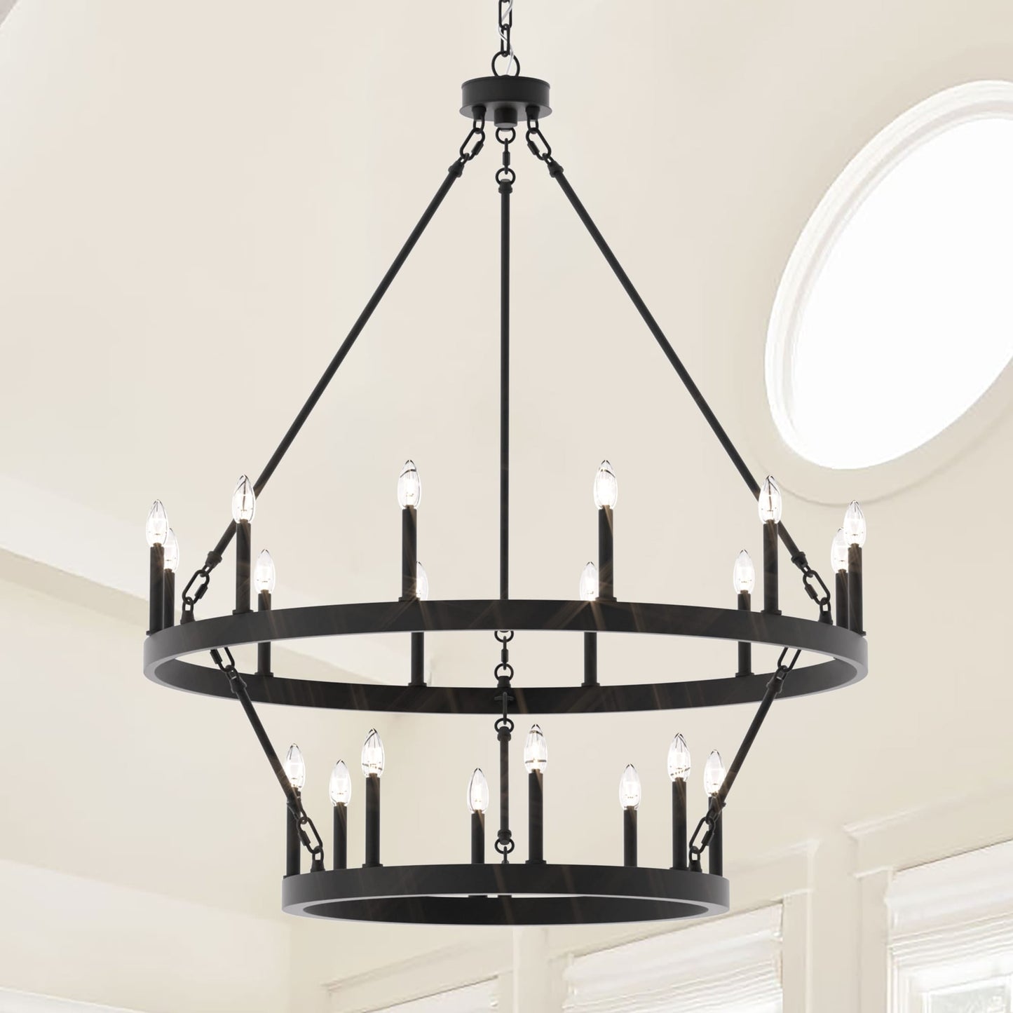 Lampadario Acroma da 20 luci moderno stile fattoria da 40 pollici a forma di ruota di carro con UL