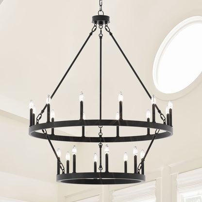 Lampadario Acroma da 20 luci moderno stile fattoria da 40 pollici a forma di ruota di carro con UL