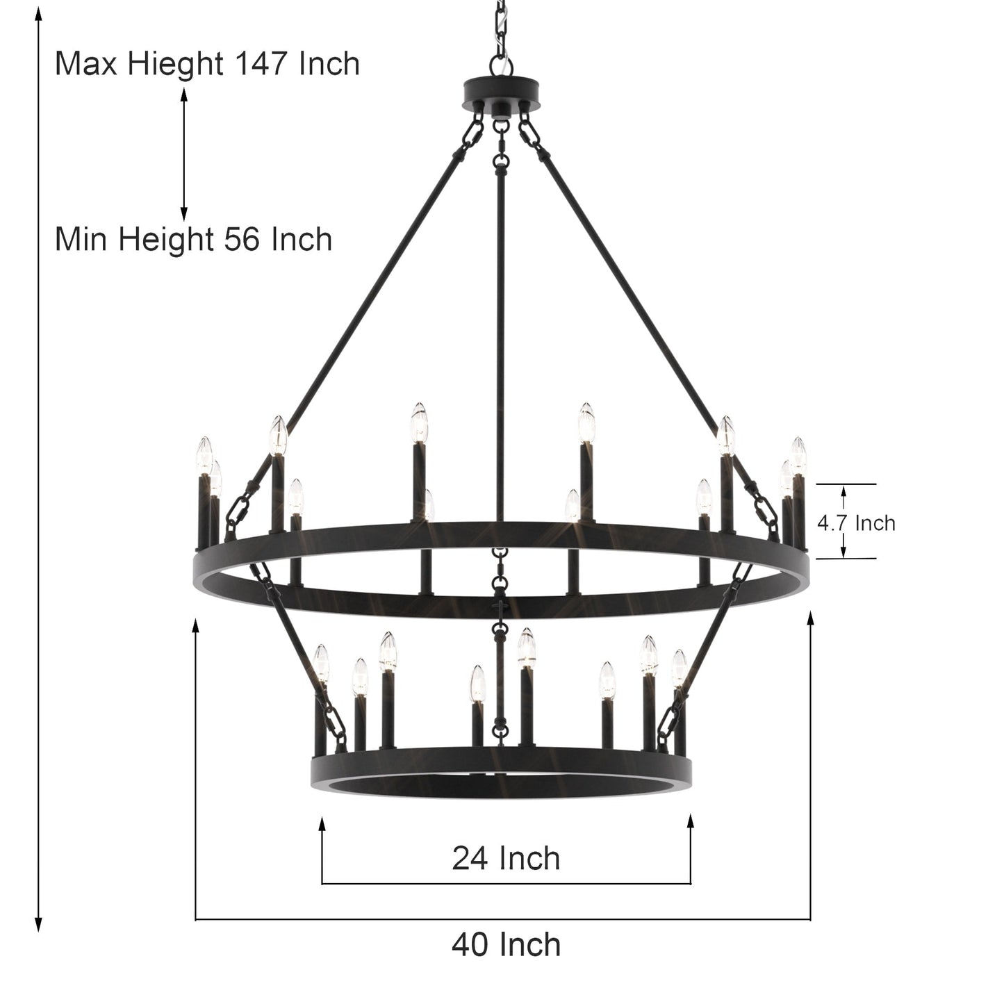 Lampadario Acroma da 20 luci moderno stile fattoria da 40 pollici a forma di ruota di carro con UL