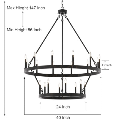 Lampadario Acroma da 20 luci moderno stile fattoria da 40 pollici a forma di ruota di carro con UL