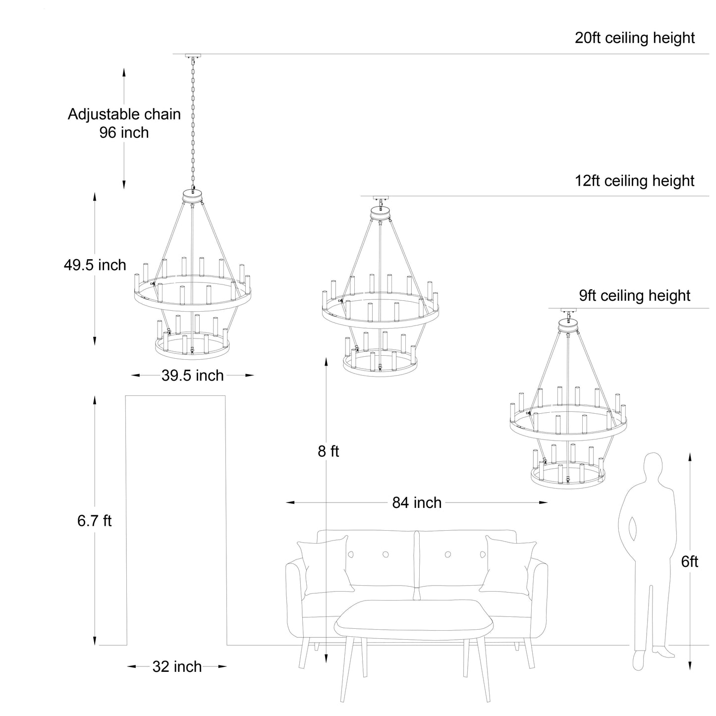 Lampadario Acroma da 20 luci moderno stile fattoria da 40 pollici a forma di ruota di carro con UL
