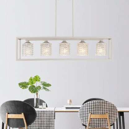 Lampadario rettangolare in cristallo moderno di metà secolo da 37 pollici a 5 luci per sala da pranzo - 37 pollici
