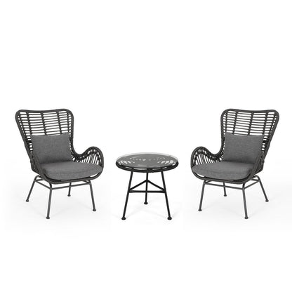 Set da esterno Acuna da 3 pezzi in vimini con cuscini di Christopher Knight Home