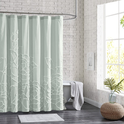 Tenda da doccia con motivo floreale trapuntato in ciniglia Adalee Rose