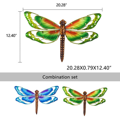 Adeco Set di 2 sculture decorative da parete in metallo a forma di libellula