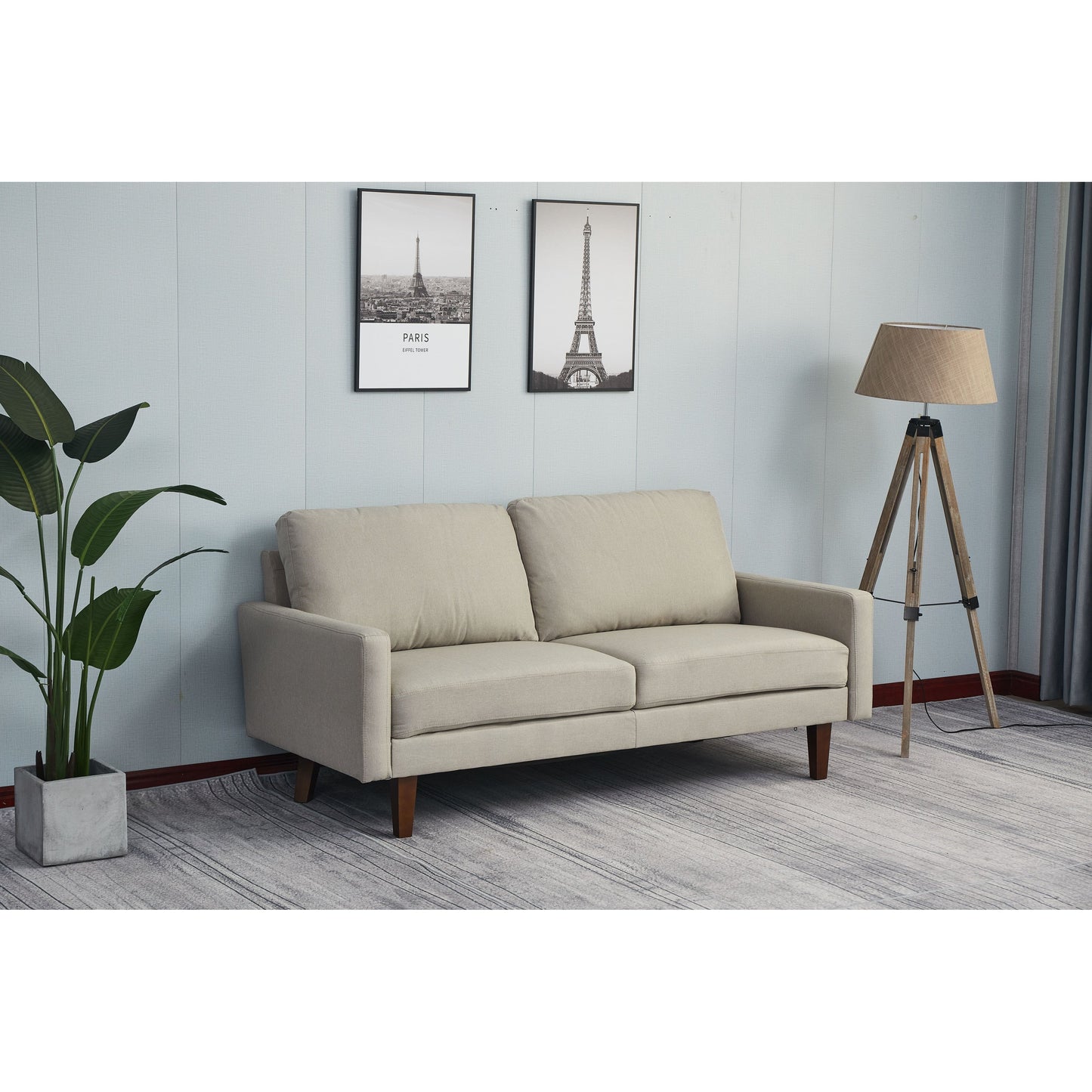 Divano Adelaide da 70'' con braccioli quadrati in lino