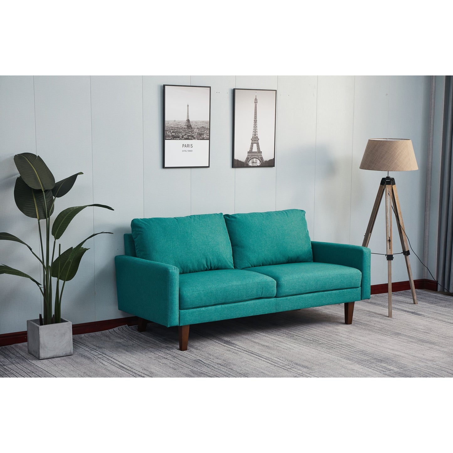 Divano Adelaide da 70'' con braccioli quadrati in lino