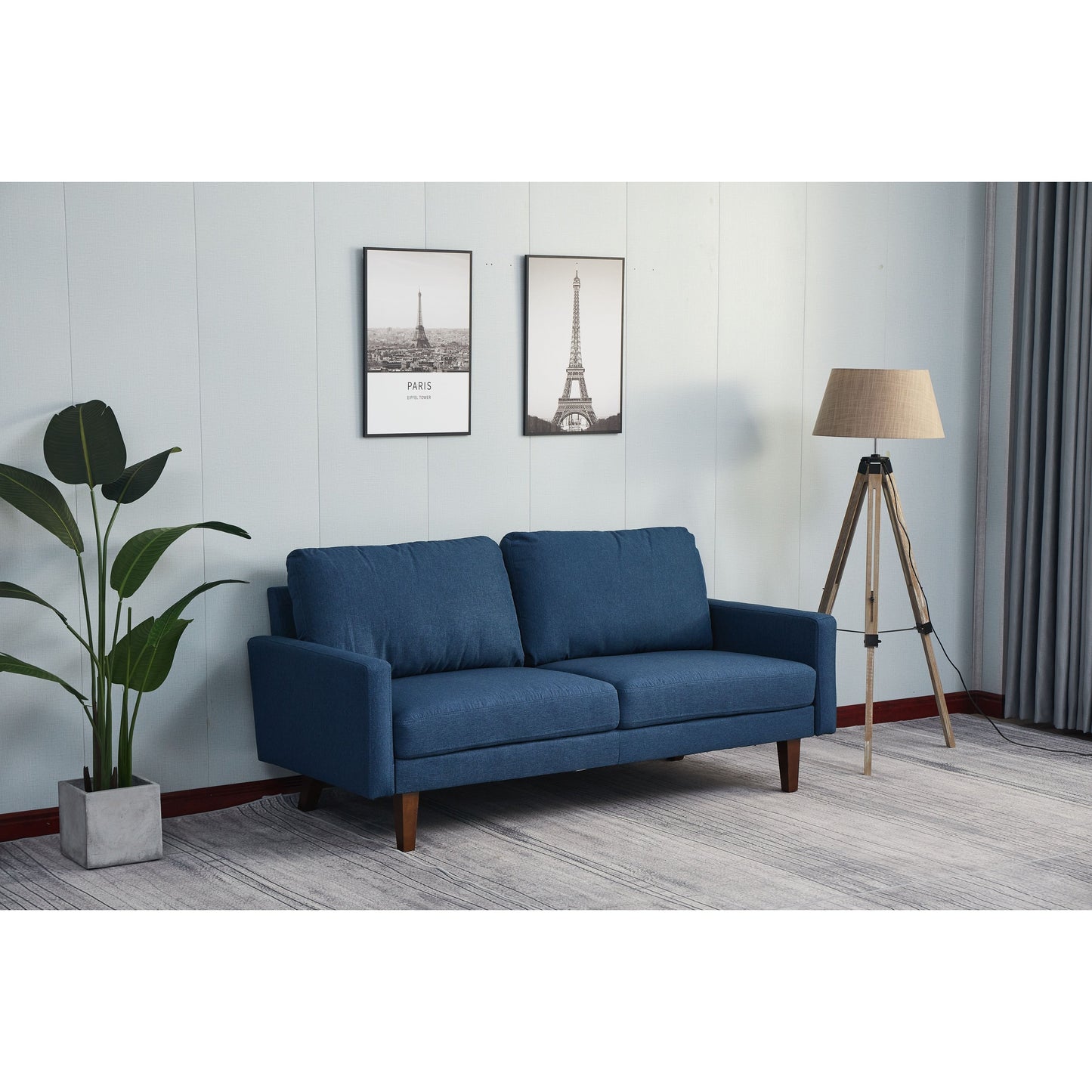 Divano Adelaide da 70'' con braccioli quadrati in lino
