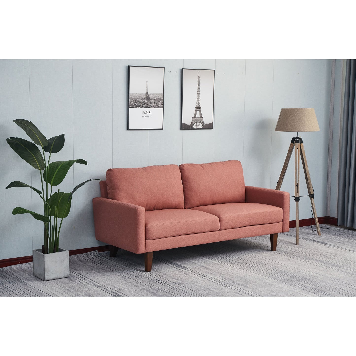 Divano Adelaide da 70'' con braccioli quadrati in lino