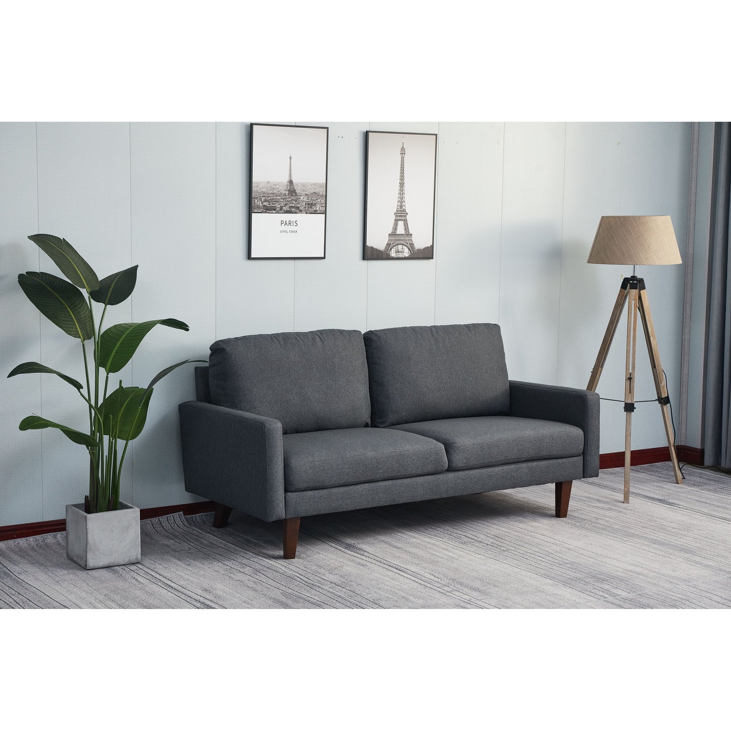 Divano Adelaide da 70'' con braccioli quadrati in lino