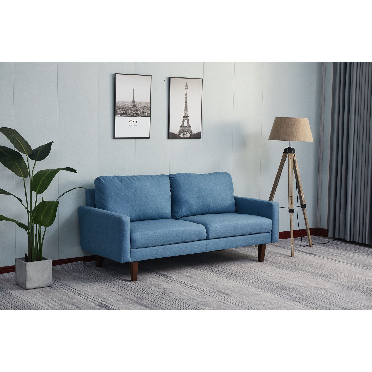 Divano Adelaide da 70'' con braccioli quadrati in lino