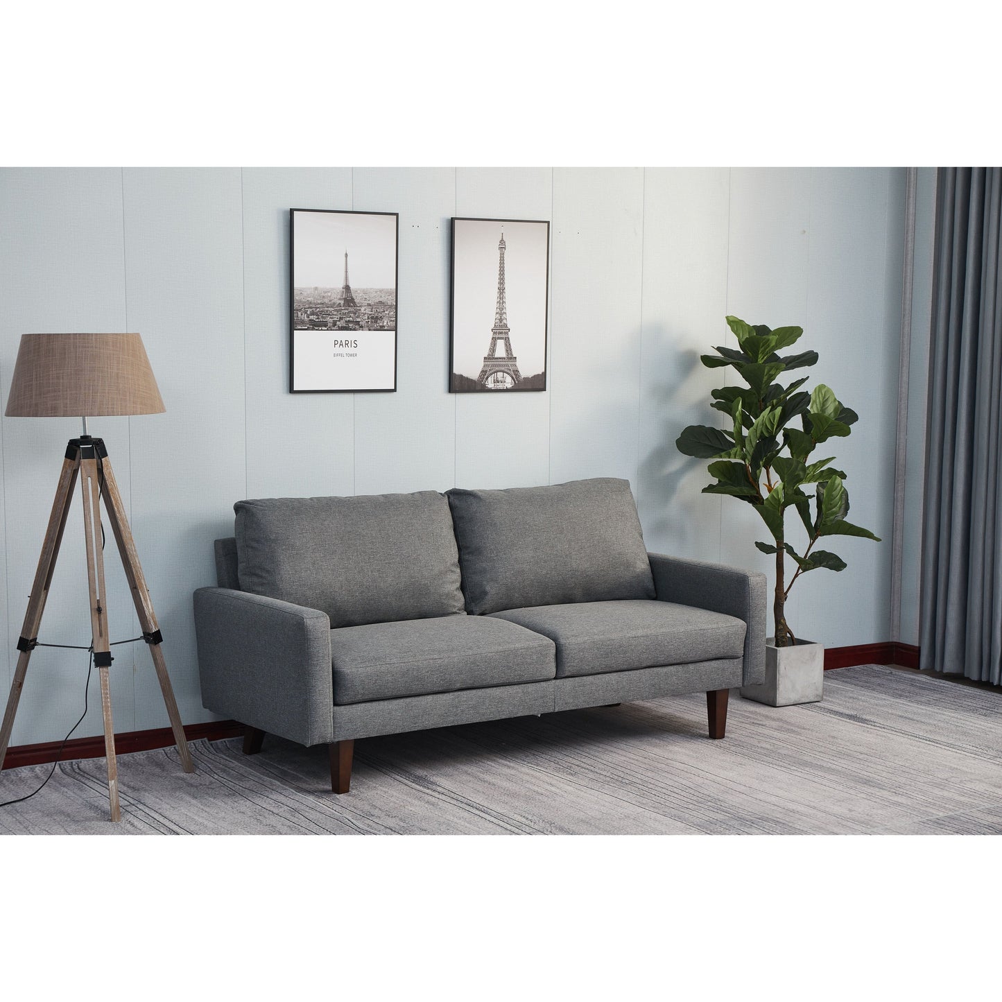 Divano Adelaide da 70'' con braccioli quadrati in lino