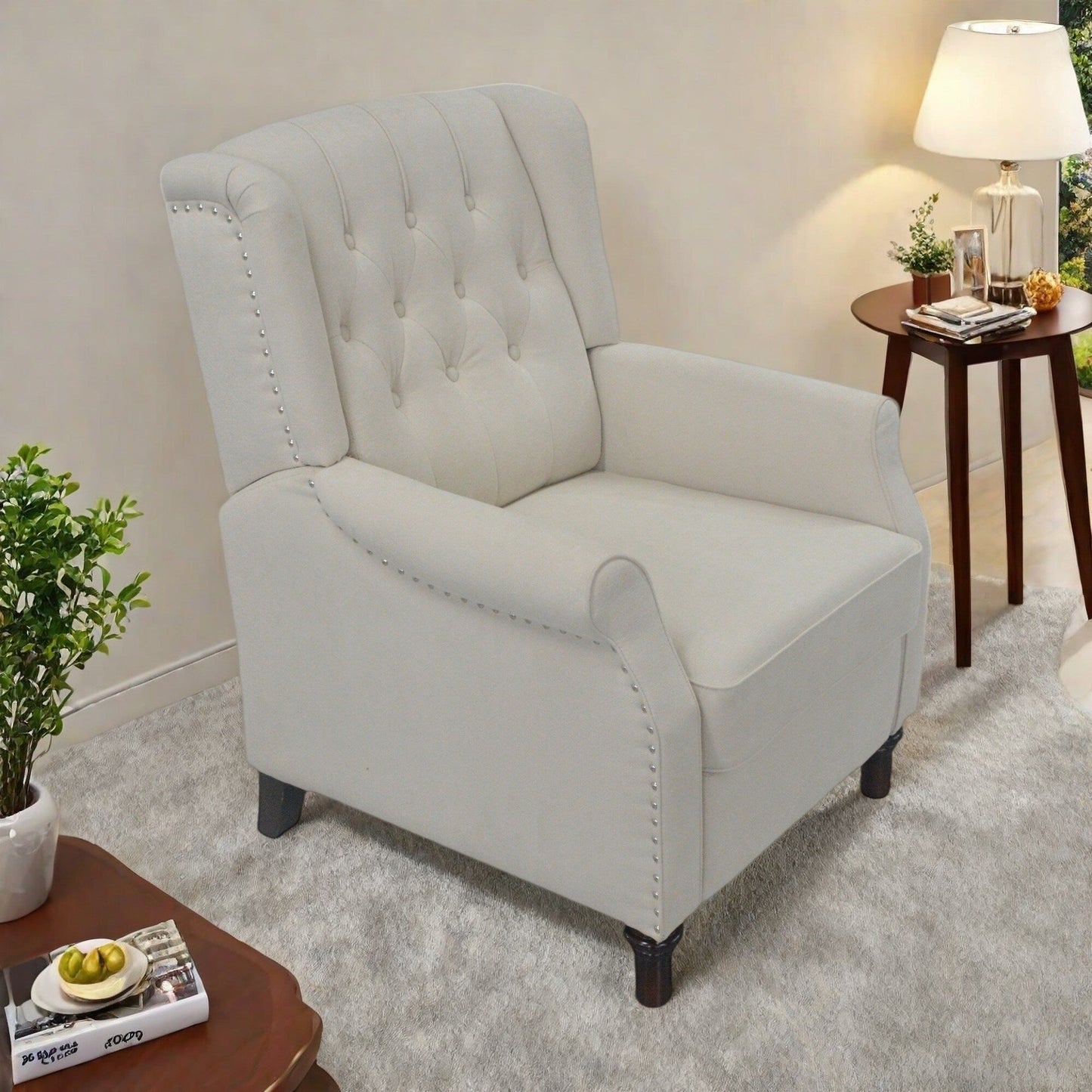 Poltrona reclinabile regolabile in pelle PU con schienale a spinta, cuscino morbido e design ergonomico