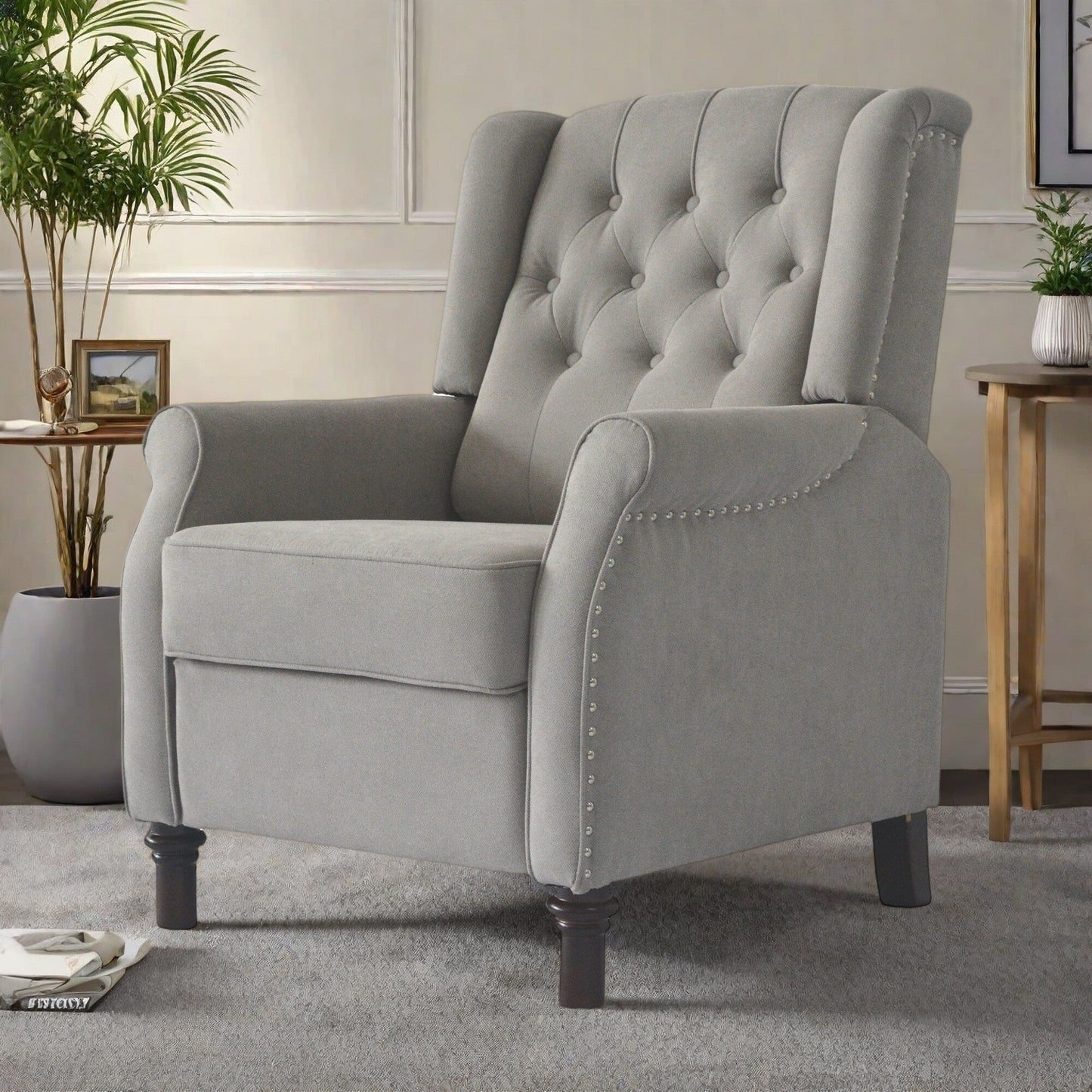 Poltrona reclinabile regolabile in pelle PU con schienale a spinta, cuscino morbido e design ergonomico