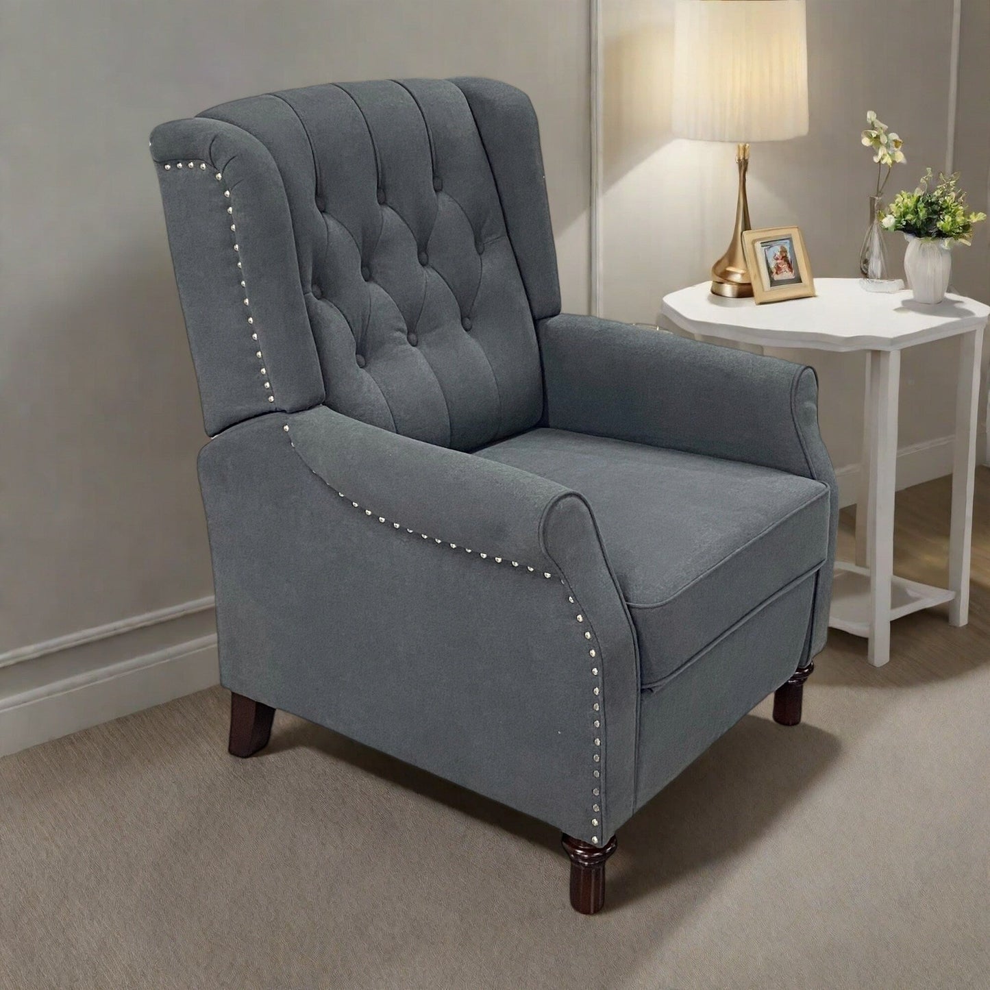 Poltrona reclinabile regolabile in pelle PU con schienale a spinta, cuscino morbido e design ergonomico