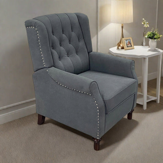 Poltrona reclinabile regolabile in pelle PU con schienale a spinta, cuscino morbido e design ergonomico