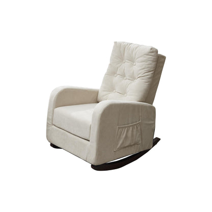 Poltrona reclinabile regolabile per balcone e tatami, design con schienale alto, gambe in legno massello, tasche laterali