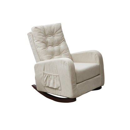 Poltrona reclinabile regolabile per balcone e tatami, design con schienale alto, gambe in legno massello, tasche laterali