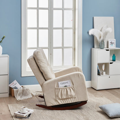 Poltrona reclinabile regolabile per balcone e tatami, design con schienale alto, gambe in legno massello, tasche laterali