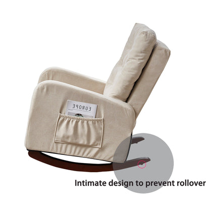 Poltrona reclinabile regolabile per balcone e tatami, design con schienale alto, gambe in legno massello, tasche laterali