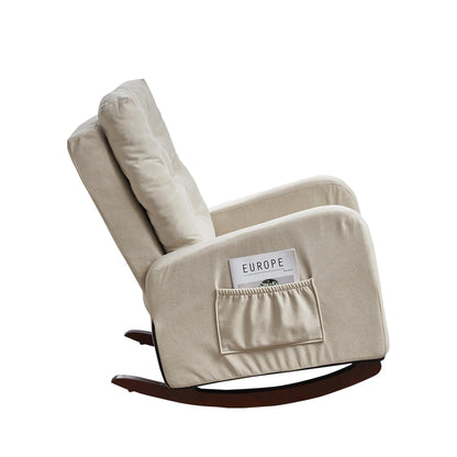 Poltrona reclinabile regolabile per balcone e tatami, design con schienale alto, gambe in legno massello, tasche laterali