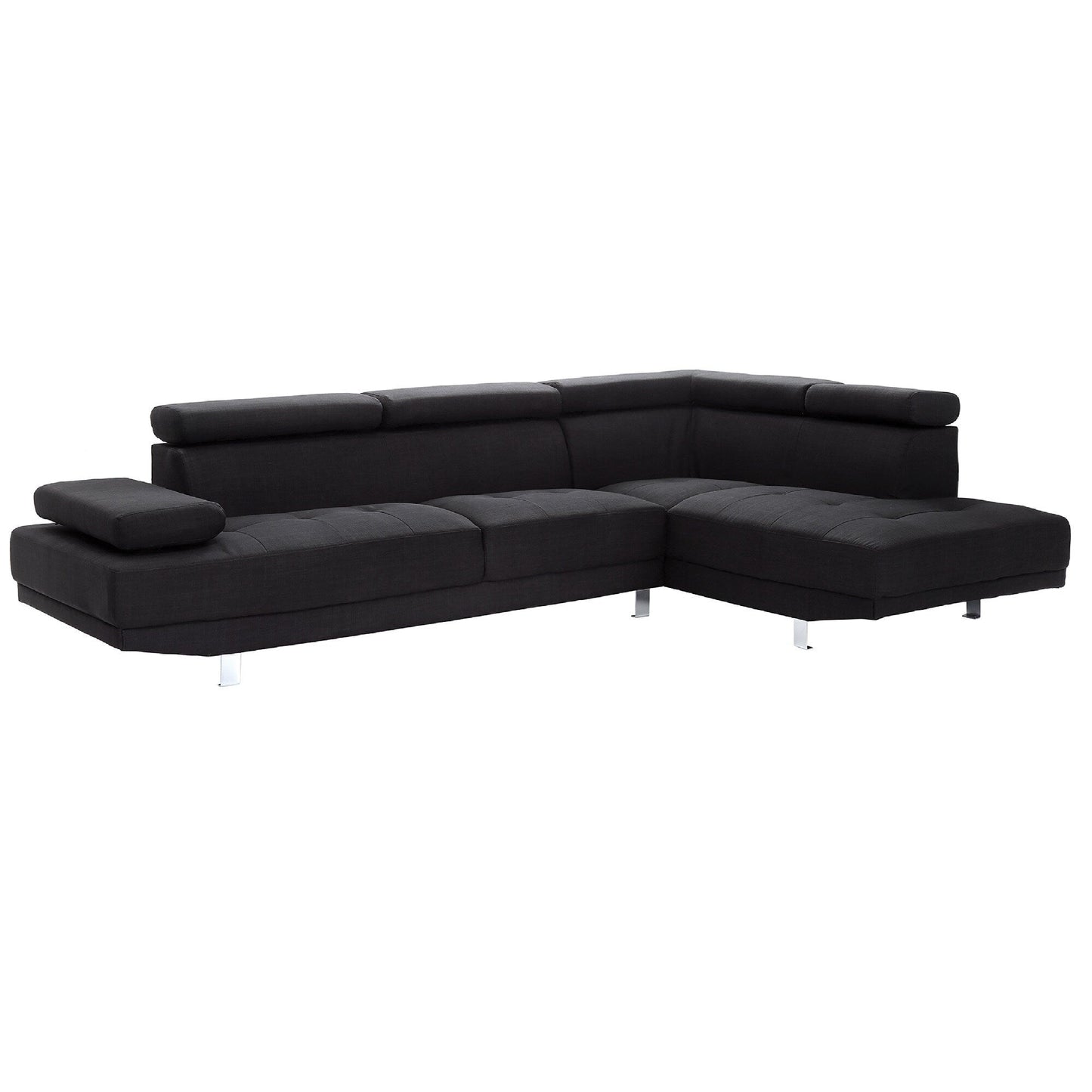 Divano componibile regolabile a forma di L in twill - 109 - Nero