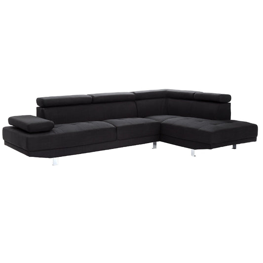 Divano componibile regolabile a forma di L in twill - 109 - Nero