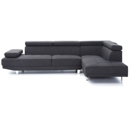 Divano componibile regolabile a forma di L in twill - 109 - Nero