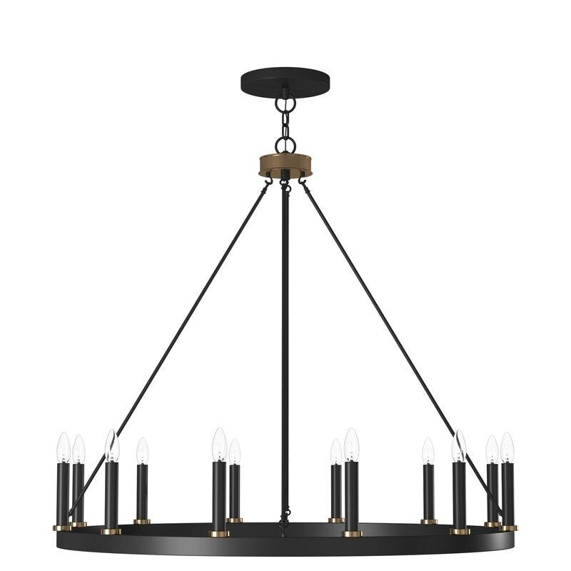 Lampadario a ruota di carro Acroma Farmhouse da 12 luci, 40 pollici, con UL - 40'' P x 138'' H