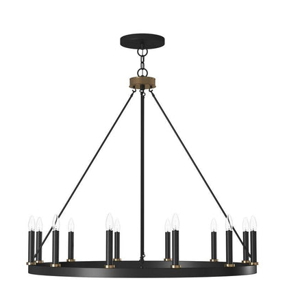 Lampadario a ruota di carro Acroma Farmhouse da 12 luci, 40 pollici, con UL - 40'' P x 138'' H