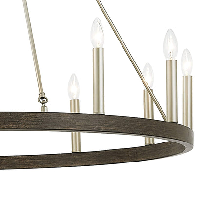 Lampadario a ruota di carro Acroma Farmhouse da 12 luci, 40 pollici, con UL - 40'' P x 138'' H