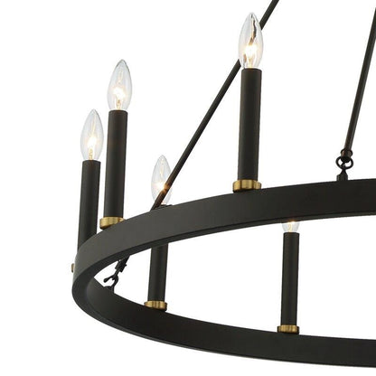 Lampadario a ruota di carro Acroma Farmhouse da 12 luci, 40 pollici, con UL - 40'' P x 138'' H