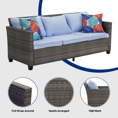 Ainfox Set di divani da esterno per patio Divano componibile in vimini Mobili da giardino Divano in rattan