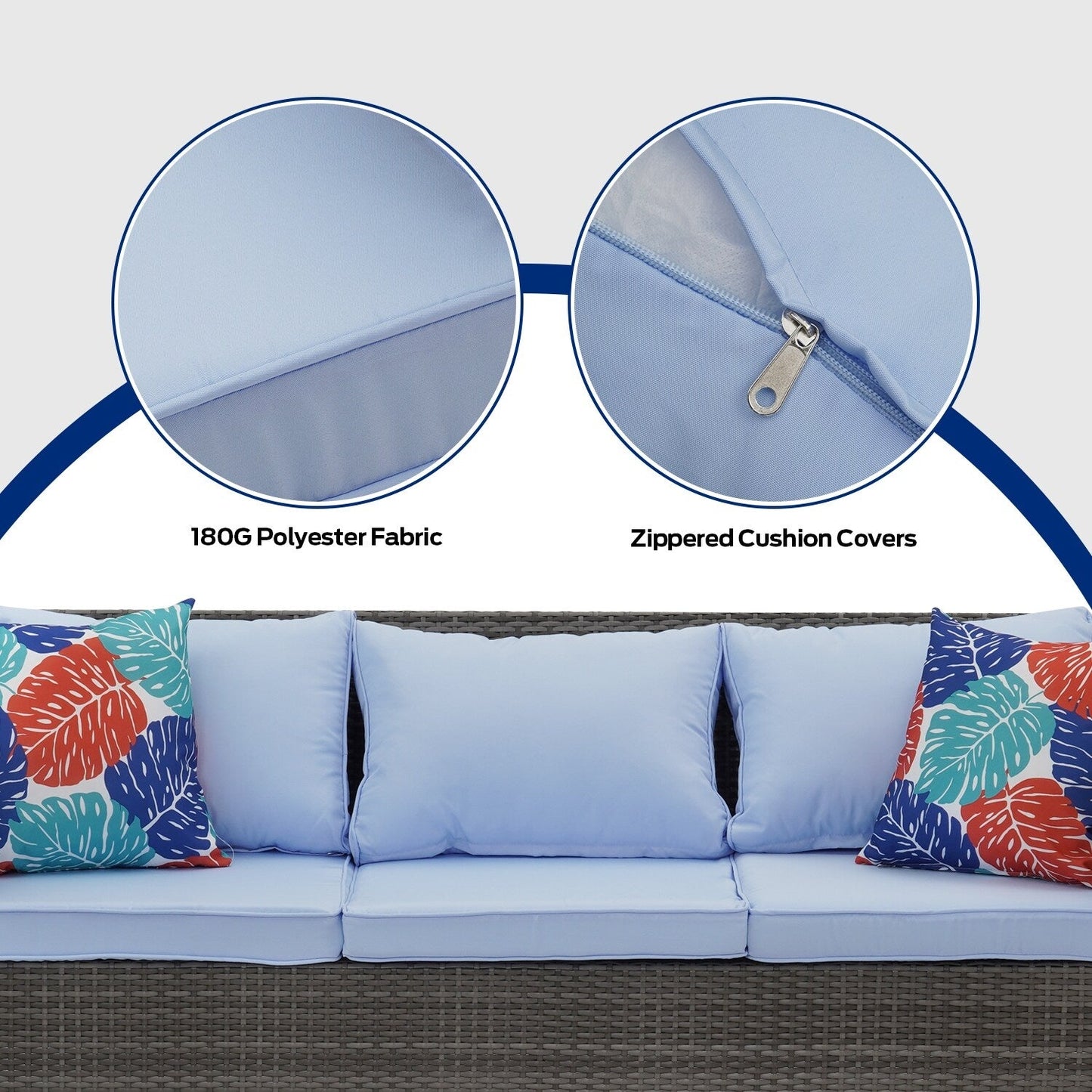 Ainfox Set di divani da esterno per patio Divano componibile in vimini Mobili da giardino Divano in rattan