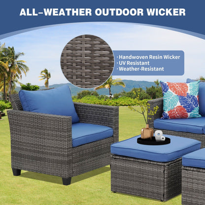 Ainfox Set di divani da esterno per patio Divano componibile in vimini Mobili da giardino Divano in rattan