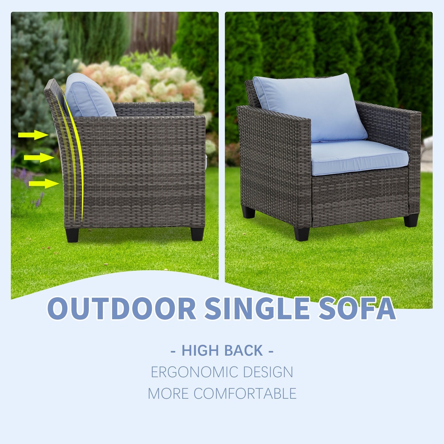 Ainfox Set di divani da esterno per patio Divano componibile in vimini Mobili da giardino Divano in rattan