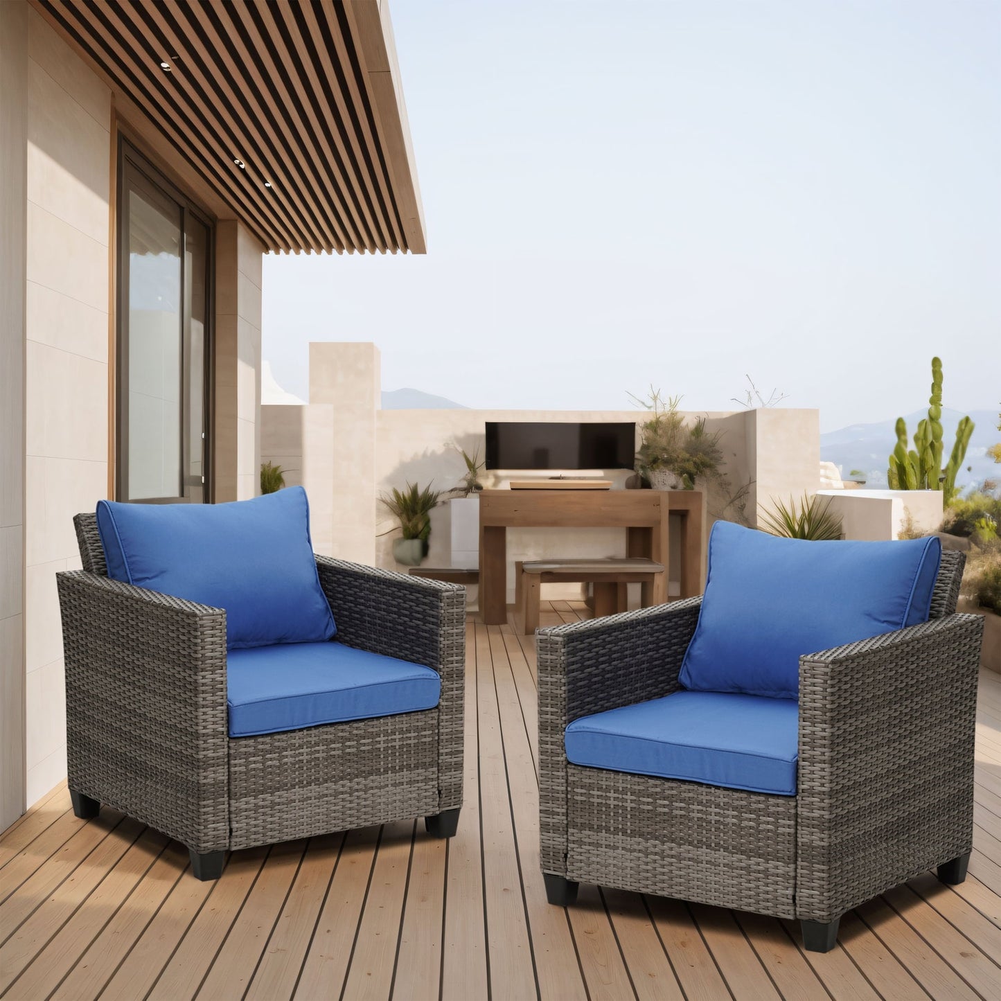 Ainfox Set di divani da esterno per patio Divano componibile in vimini Mobili da giardino Divano in rattan