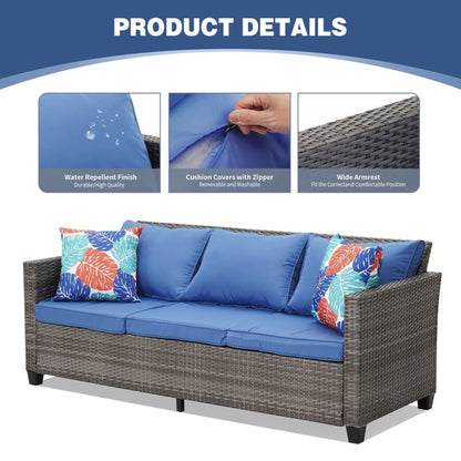 Ainfox Set di divani da esterno per patio Divano componibile in vimini Mobili da giardino Divano in rattan